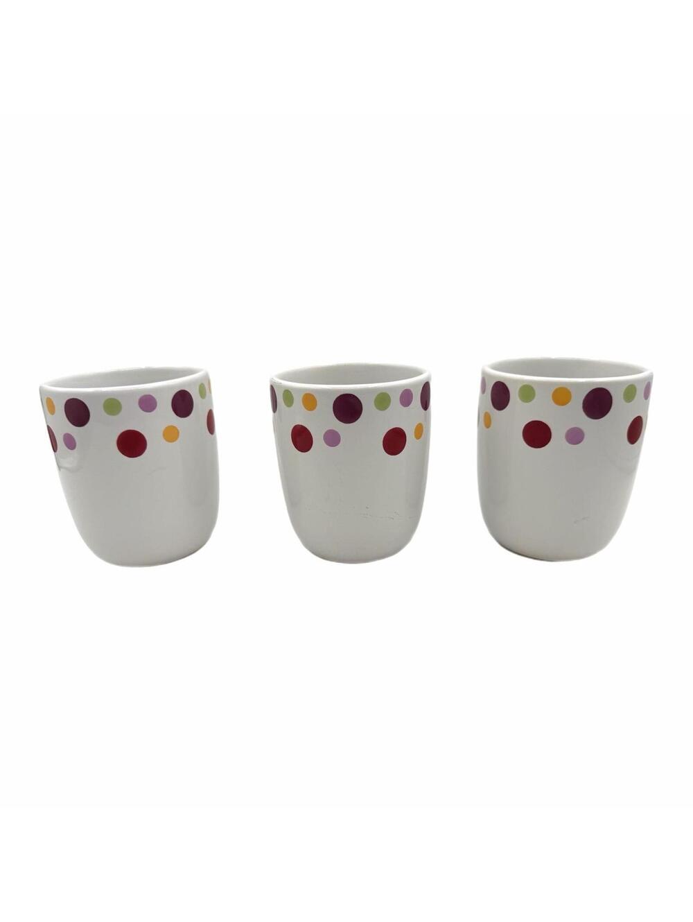 Set of 3 Vintage Pampered Chef Simple Additions Dots Coffee Mugs - Picture 3 of 6